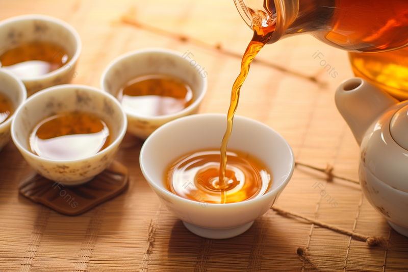 金色养生茶会上为茶客分茶,高清,摄影图,摄影图片,图片大全,摄影图免费下载